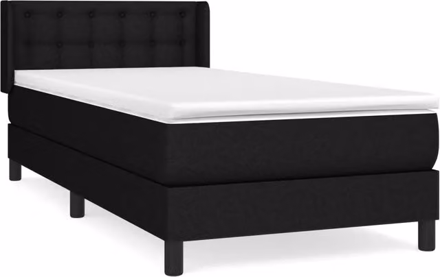 Letto singolo | Letto per adulti | Giroletto a Molle con Materasso Nero 80x200 cm inTessuto