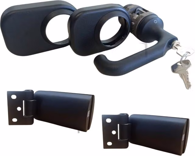 Kit Meroni per porta in vetro con maniglia e cerniere in nero opaco