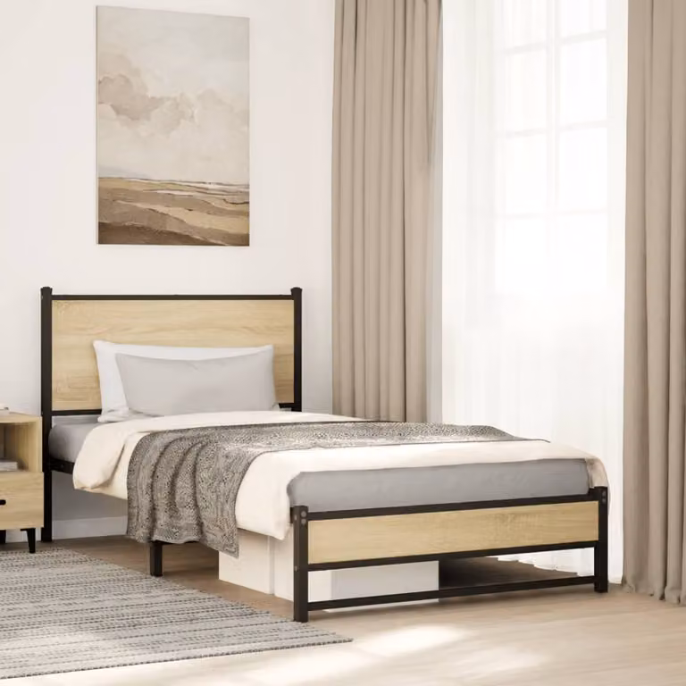 vidaXL Giroletto in Metallo Rovere Sonoma L/P: 100 x 200 cm