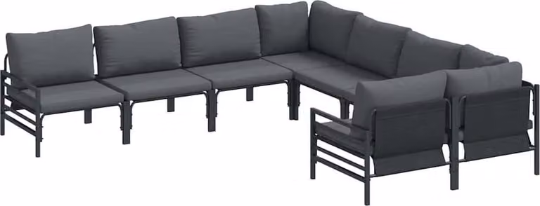 Set Divano da Giardino con cuscino 8 pcs Nero Acciaio