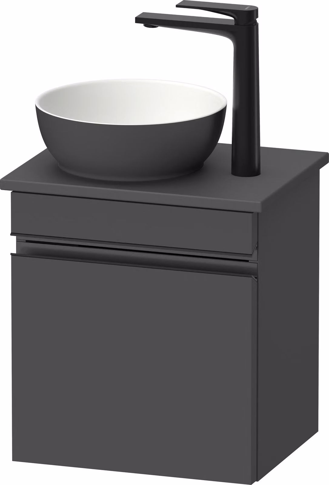 Duravit Sivida Meuble sous-lavabo sur console, charnières à gauche, poignée-barre noir diamant mat, 400x325x440mm, SV4656LBD490000, SV4656LBD490000