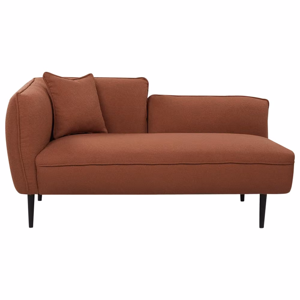 Chaise longue BELIANI in tessuto bouclé rosso con design moderno, configurazione a sinistra, inclusi cuscini, L/P/H: 236 x 138 x 77 cm – 2