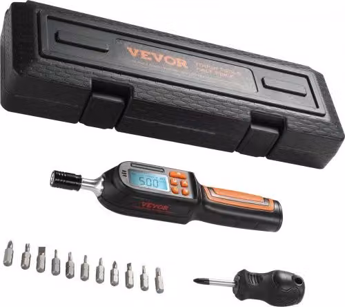 Set di Cacciavite Dinamometrico VEVOR da 1/4" con Gamma di Regolazione Coppia 0,3-8 N.m e Incremento 0,01Nm, Colore Nero