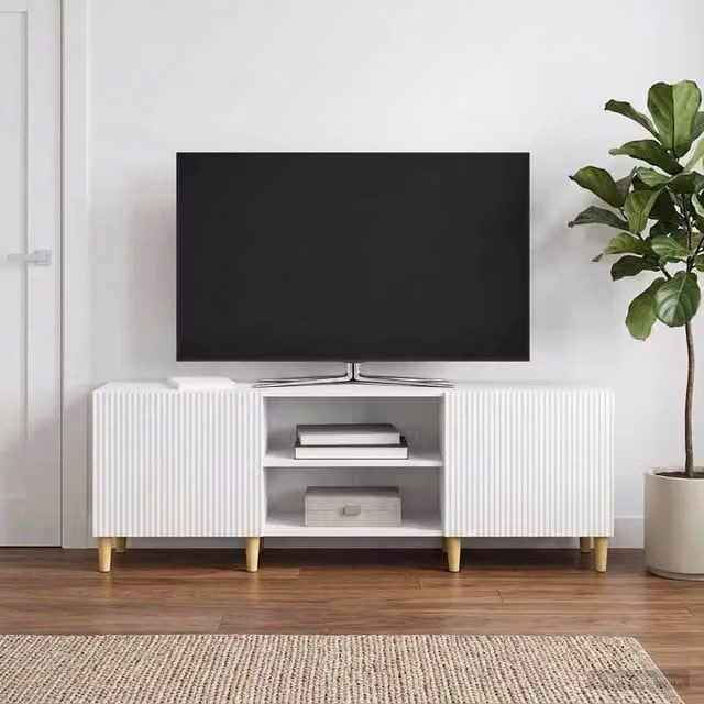 Mobile TV moderno vidaXL bianco lucido in MDF L: 150 cm, P: 31 cm, H: 50 cm – 1