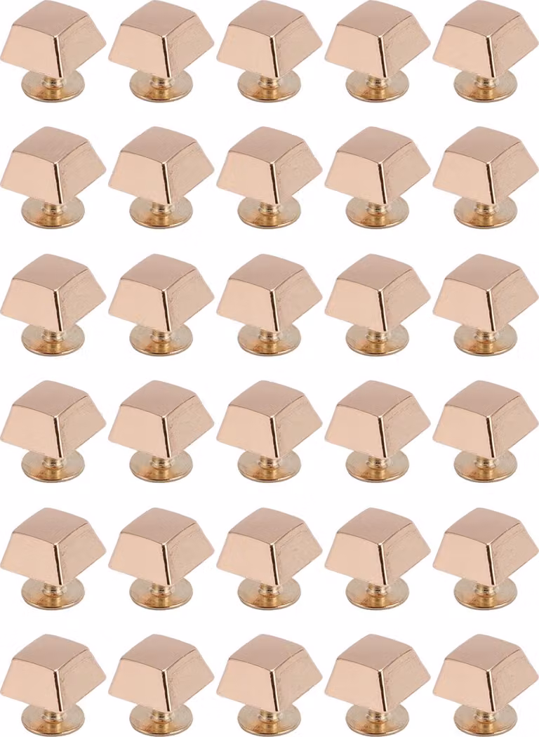 30 set di rivetti a vite 12 mm forma quadrata trapezoidale colore chiaro alta resistenza borsa piedi spike per cintura oro