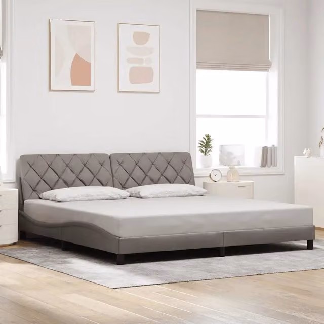 Giroletto senza Materasso-Struttura Letto Tortora 200x200 cm in Tessuto 762092