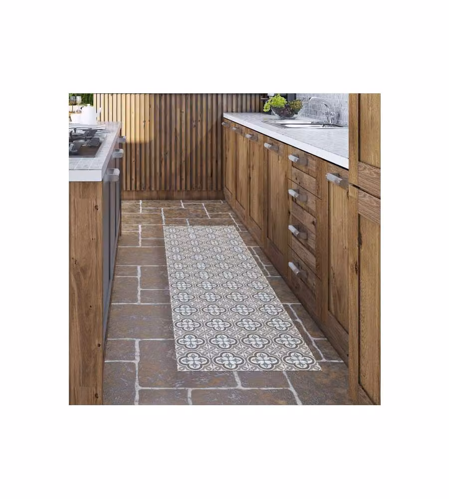 Tappeto Croma Hidra Cintacor beige e multicolore con design astratto, antiscivolo, L: 60 cm, P: 200 cm