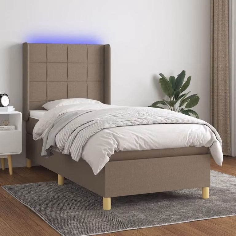 Maison Exclusive - Letto a Molle con Materasso e LED Tortora 100x200cm in Tessuto