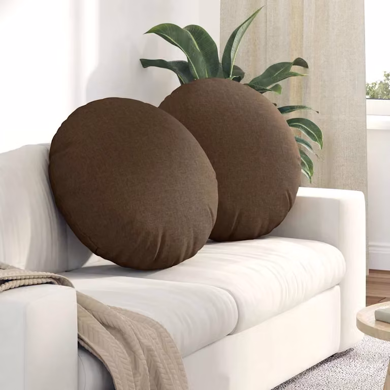 Set di 2 cuscini per seduta rotondi vidaXL in tessuto marrone, Ø 60 cm x 21 cm