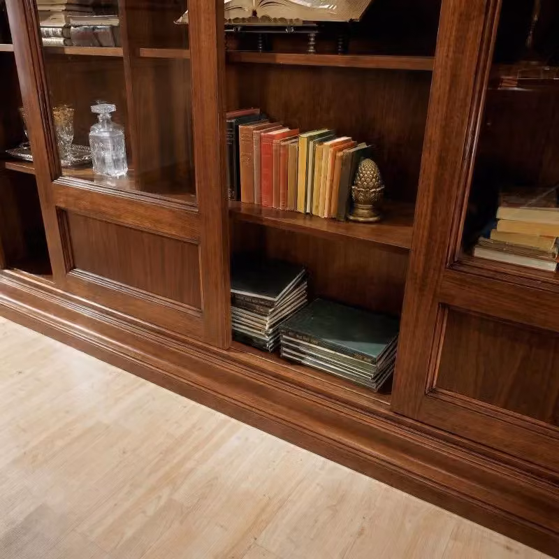 Libreria classica in legno di pioppo e vetro con ante scorrevoli color marrone Mobili 2G L/P/H: 280 x 47 x 240 cm – 4