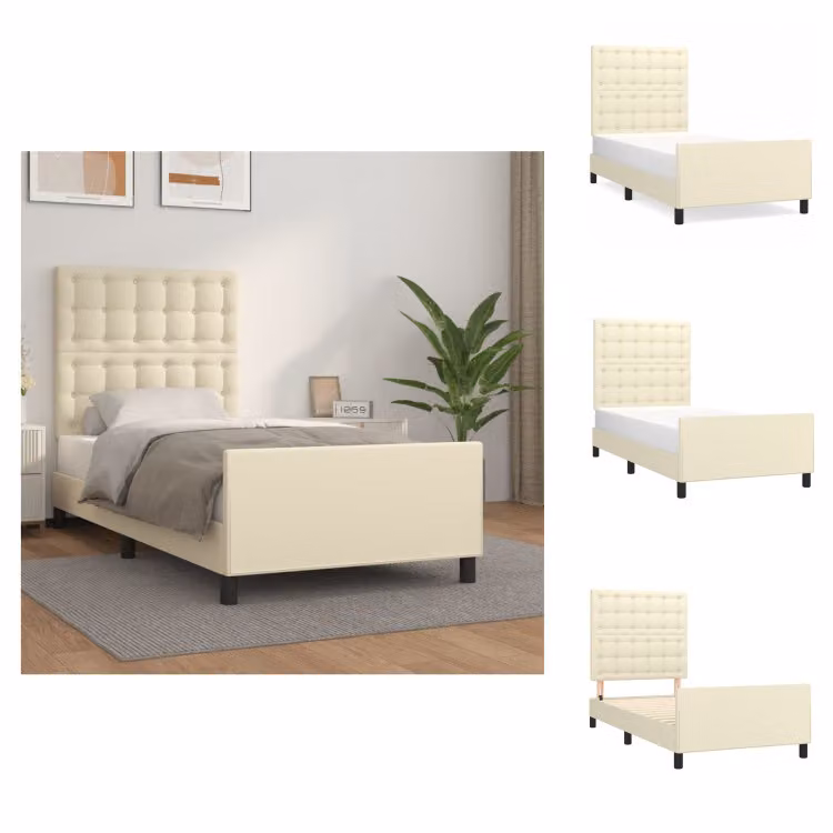vidaXL Struttura letto con testiera crema 80x200 cm in Pelle finta - Letti e strutture letto