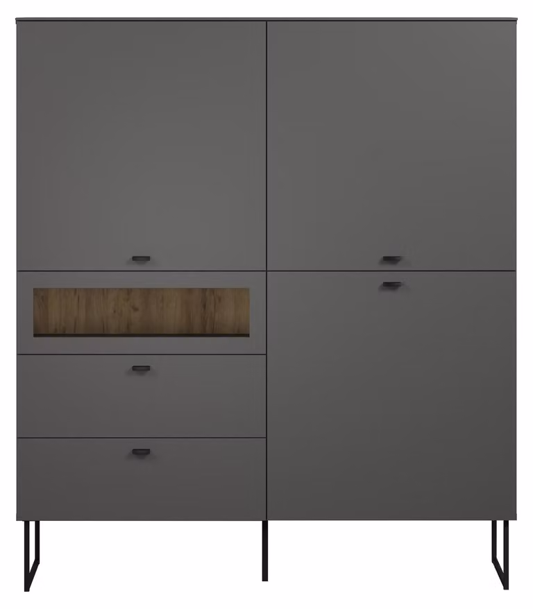 Calicosy - Credenza alta a 3 ante, 2 cassetti e 1 vano a giorno L122 cm - VELA