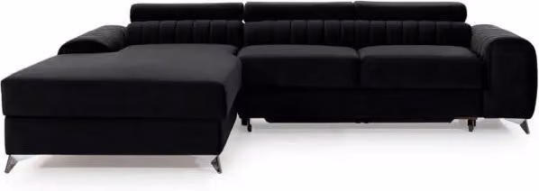 Divano angolare sinistro JAYSON MEUBLORAMA nero con funzione letto e poggiatesta regolabile, L 278 x P 205 x H 92 cm