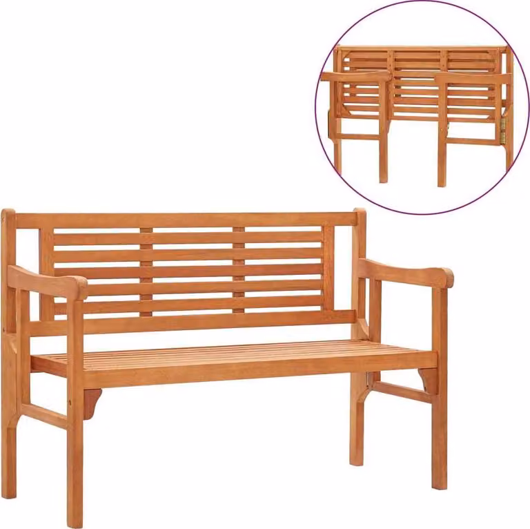 The Living Store Panchina da giardino pieghevole 120 cm in legno massello di eucalipto
