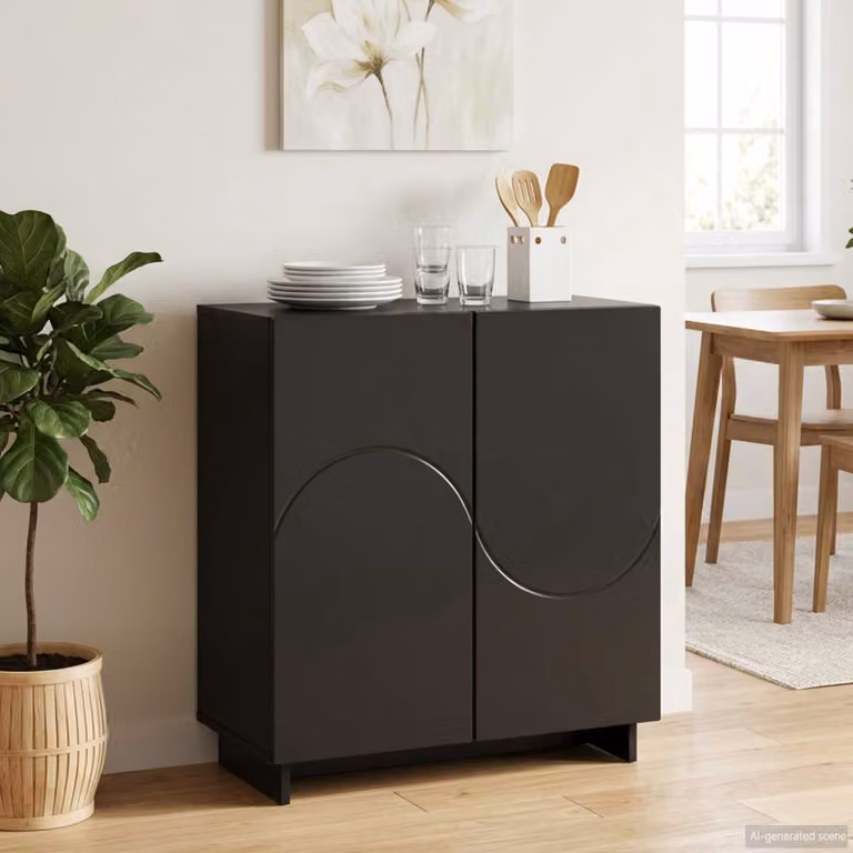 Credenza moderna vidaXL in legno ingegnerizzato nero L: 67 cm, P: 34,5 cm, H: 75 cm