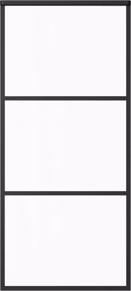 Porta Scorrevole in Vetro ESG e Alluminio 90x205 cm Nera