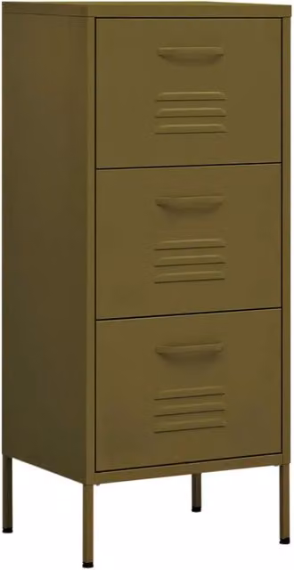 Pratico mobile portaoggetti 42,5 x 35 x 101,5 cm solido con cassetti estraibili in acciaio verde oliva 02_0046868