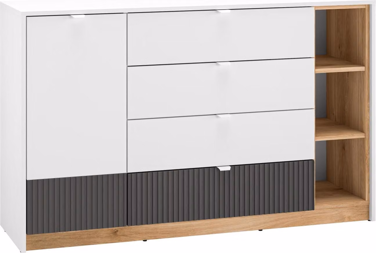 Credenza FURNLUX Torino Grafite E Bianco E Rovere 138cm / Colore principale: Bianco / Dimensioni: 138 x 86 x 40 cm