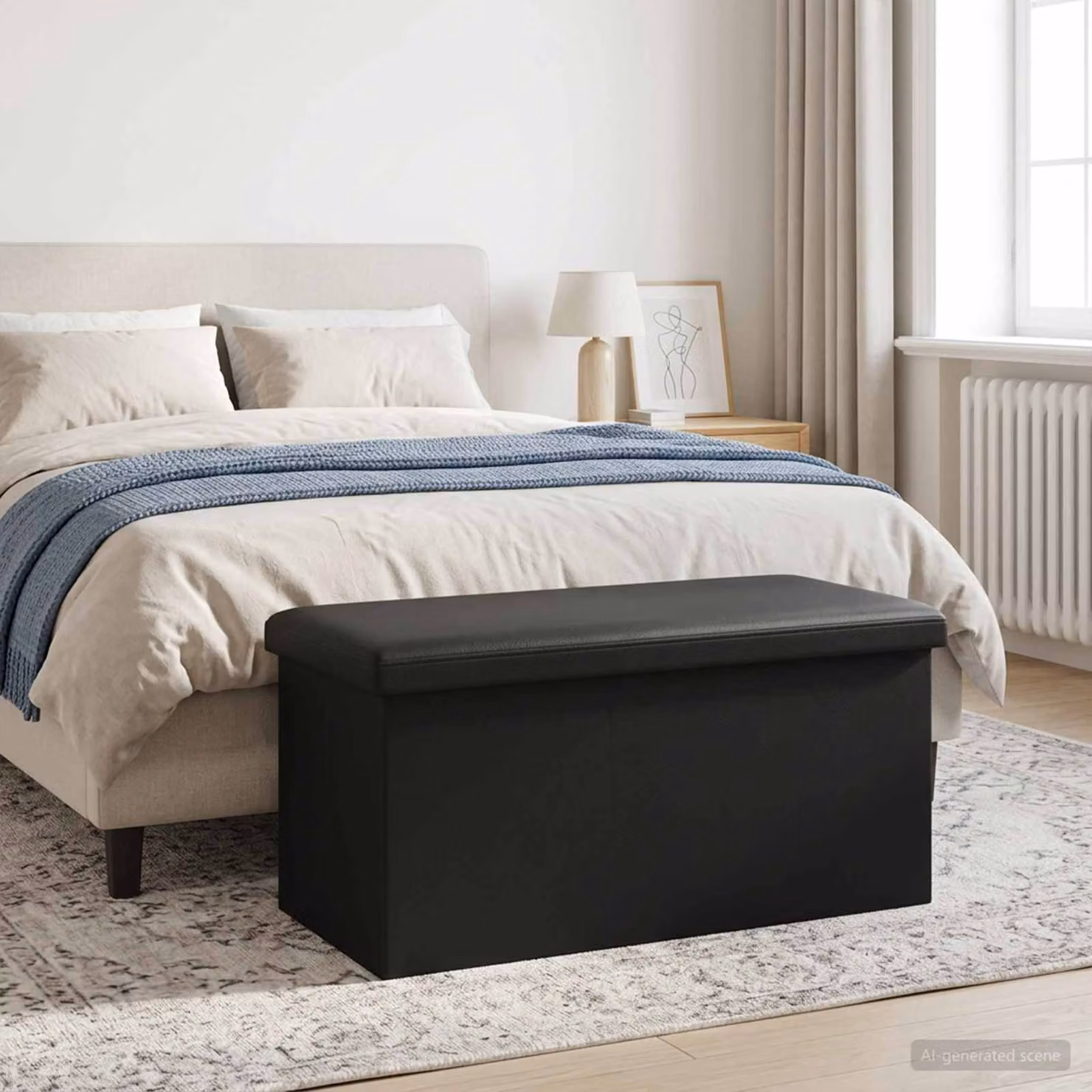 Panchina da stoccaggio moderna vidaXL in ecopelle nera per soggiorno e camera da letto