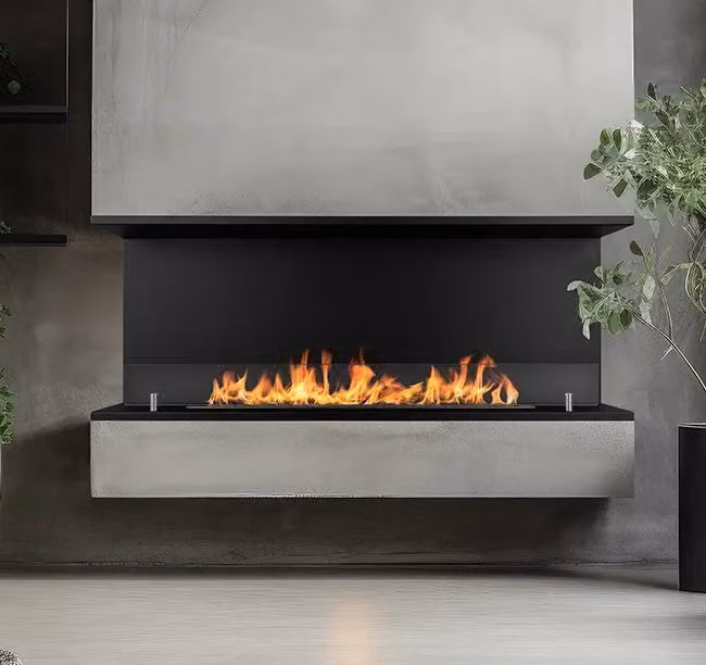 Biocamino a incasso Trifacciale Divina Fire TREVI 120 nero con 3 lati aperti L: 120 cm, P: 50 cm – 2