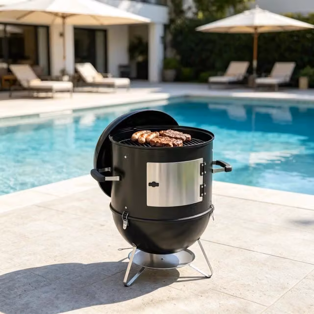 Camera di affumicatura 3 in 1 con 3 griglie da cucina, termometro integrato e ventilazione regolabile.