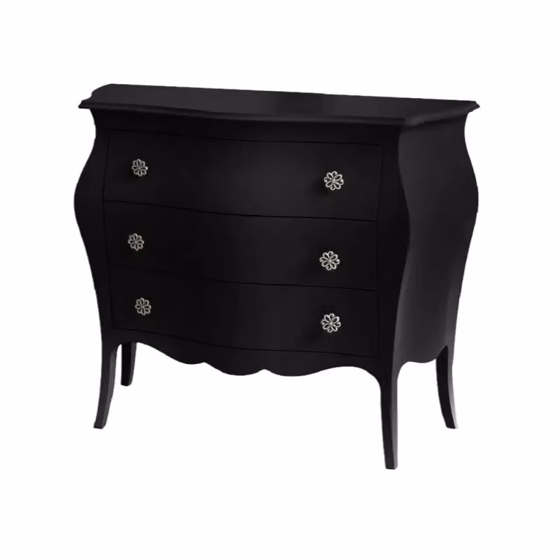 Cassettiera sagomata con 3 cassetti in legno laccato nero opaco Mobili 2G L: 116 cm, P: 42 cm, H: 85 cm – 2