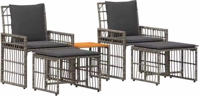 Set di Mobili da Esterno 5 pz | Set Salotto da Giardino Nero e Grigio scuro