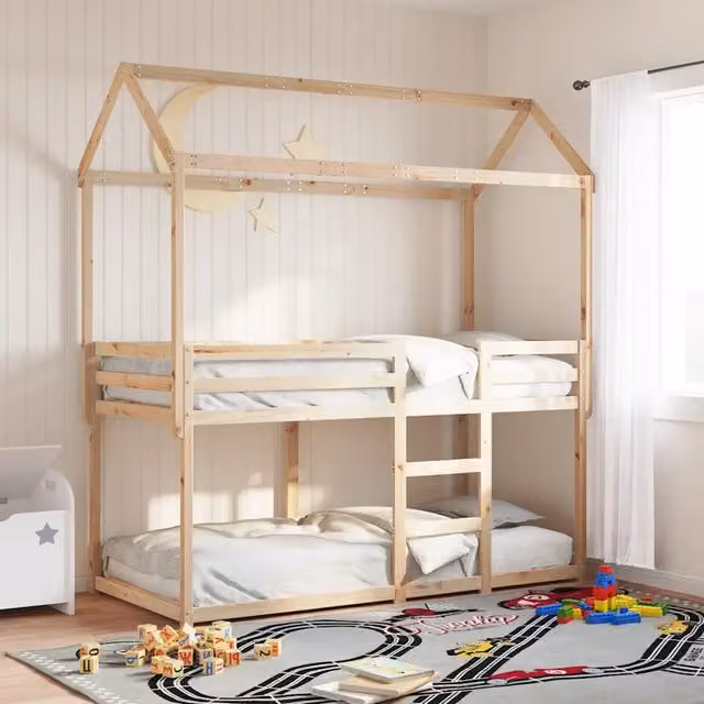 Letto a castello per bambini vidaXL in legno di pino bianco stile casa L/P/H: 195.5 x 90 x 112 cm