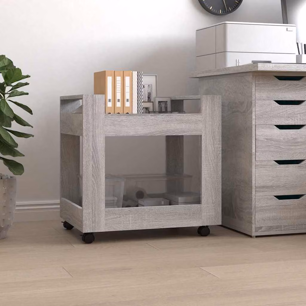 vidaXL Carrello da Scrivania Moderno in Legno Multistrato e MDF Grigio, L 60 cm x P 45 cm x H 60 cm