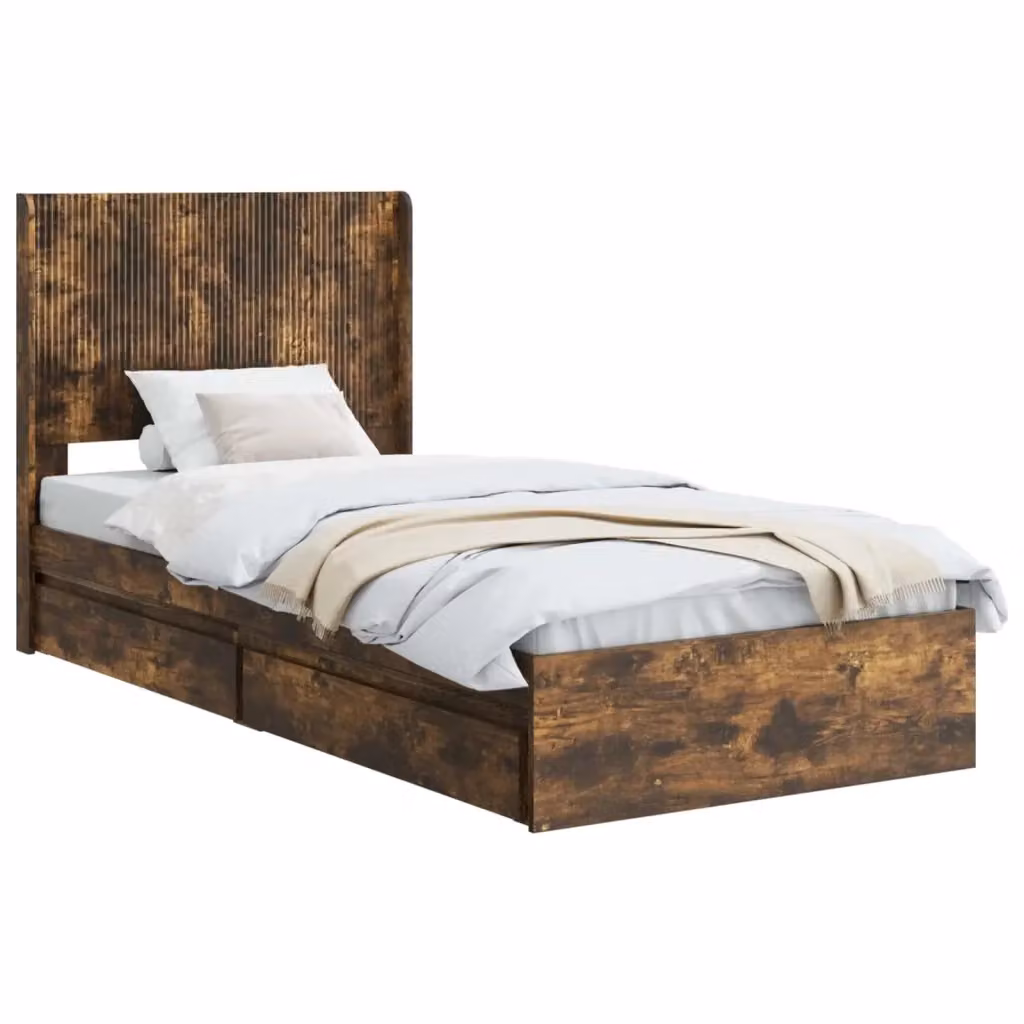 Letto con contenitore e testata DESIGN IN in Rovere Fumo, L: 140 cm, P: 193 cm, H: 82 cm – 2