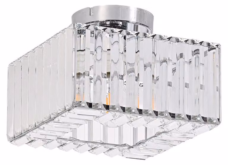 Lampada da soffitto quadrata VETRO cromata 1xE27x15W in vetro, dimensioni: 19,3x24,5x24,5 cm, IP20, Light Prestige