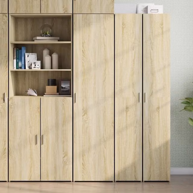 vidaXL Credenza Moderna in Rovere Sonoma con Ante a Battente e Ripiani Interni, L/P/H: 45 x 42,5 x 185 cm