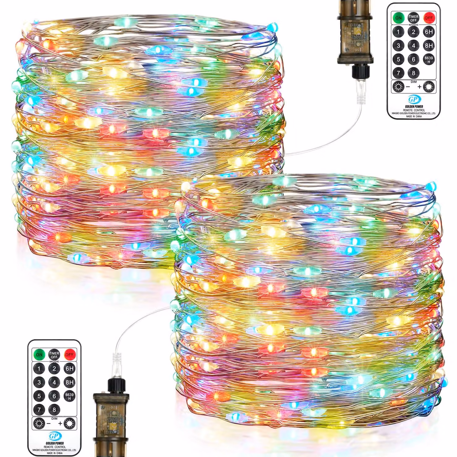 Catena luminosa a LED, 23 metri, 200 LED, impermeabile, con timer, 8 programmi, confezione da 2 pezzi