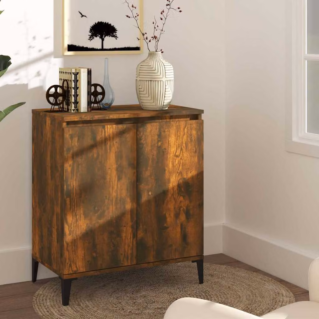 Credenza vidaXL in Rovere Fumo e Legno Multistrato, L: 60 cm, P: 35 cm, H: 70 cm