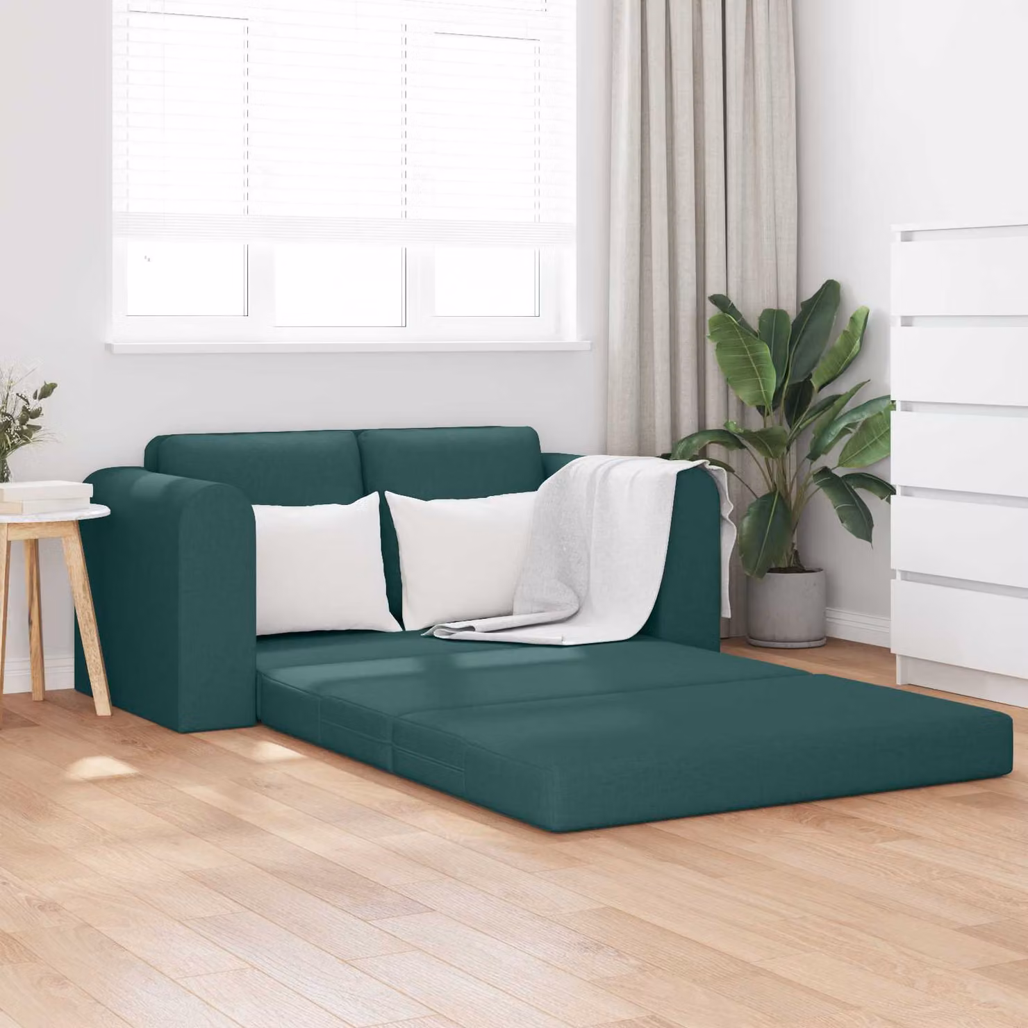 Divano letto vidaXL in tessuto verde, L: 148 cm, P: 71 cm, H: 83 cm