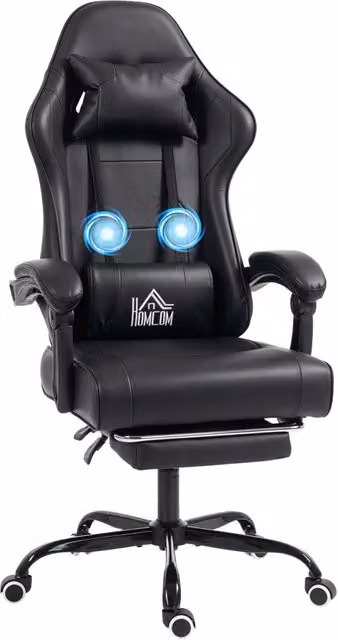 Sedia gaming ergonomica ¨C Xylo ¨C con supporto lombare massaggiante, schienale reclinabile, nero