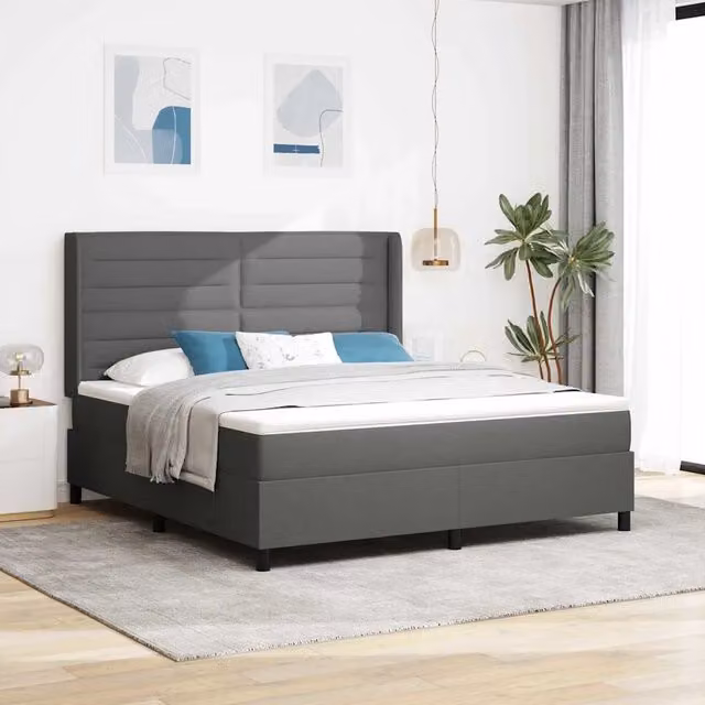 Letto a molle con cuscino Grigio scuro 200 x 180 cm Tessuto 3341596