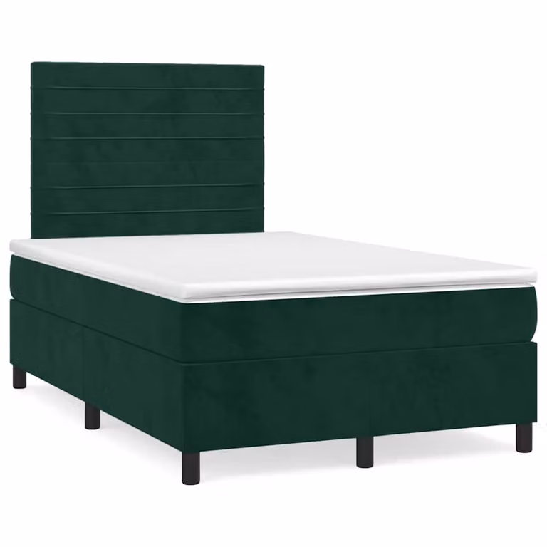 Letto Ibrido vidaXL in Velluto Verde con Materasso, Illuminazione LED e Porte USB, L/P: 120 x 200 cm