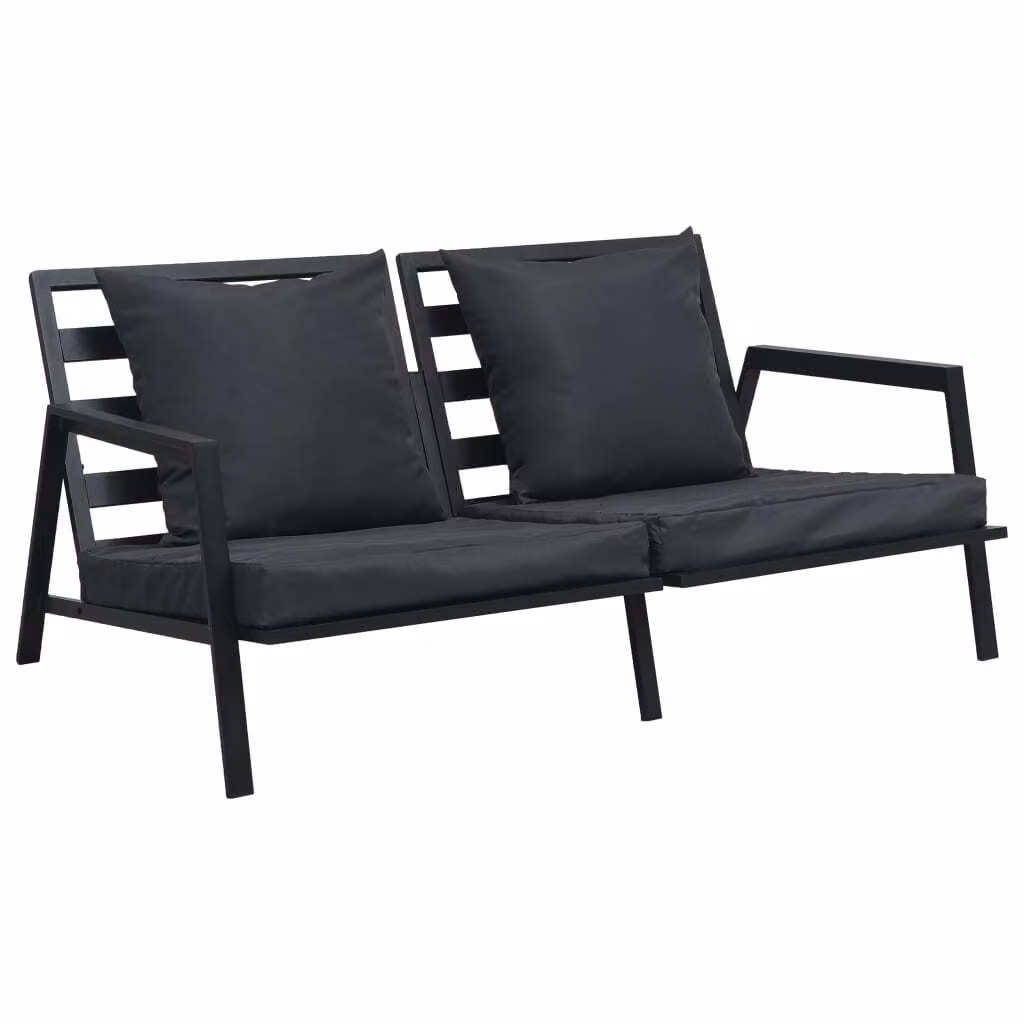 set 4 pezzi con cuscini per esterni Alluminio grigio scuro