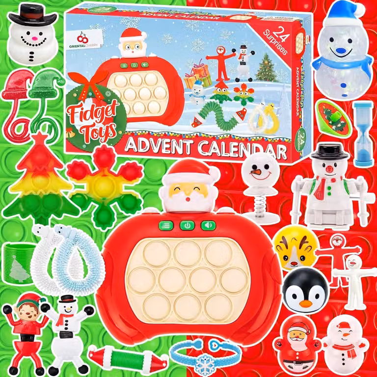 Calendario dell'Avvento 2026, 24 sorprese, colorato, in plastica, per Natale