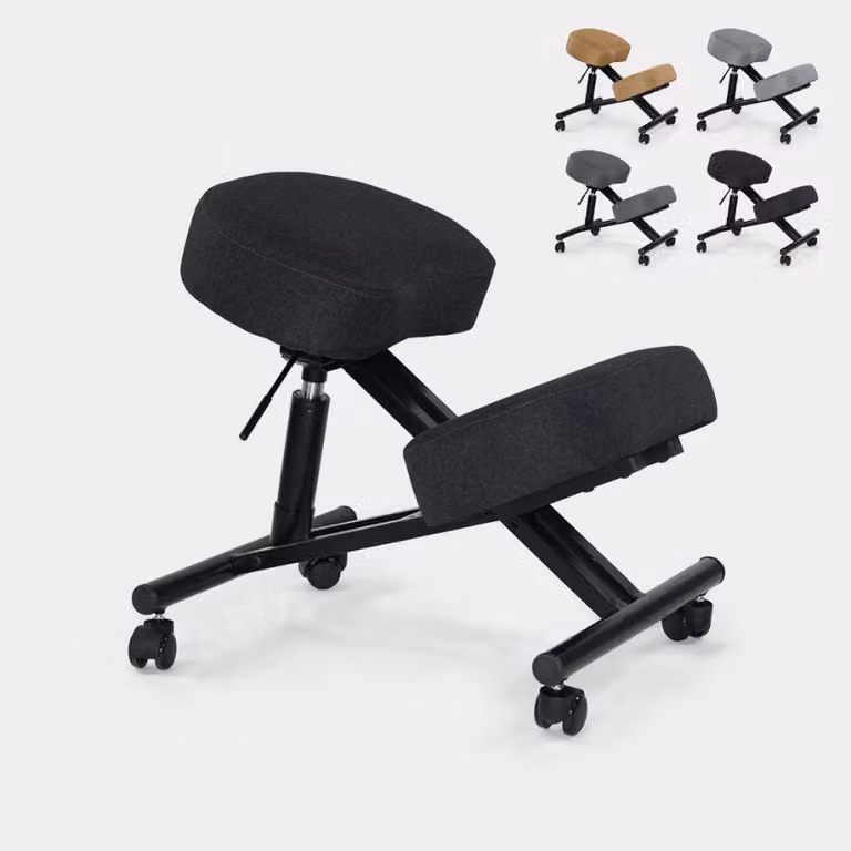Sgabello ergonomico per ufficio in metallo e tessuto Balancesteel Lux - Nero