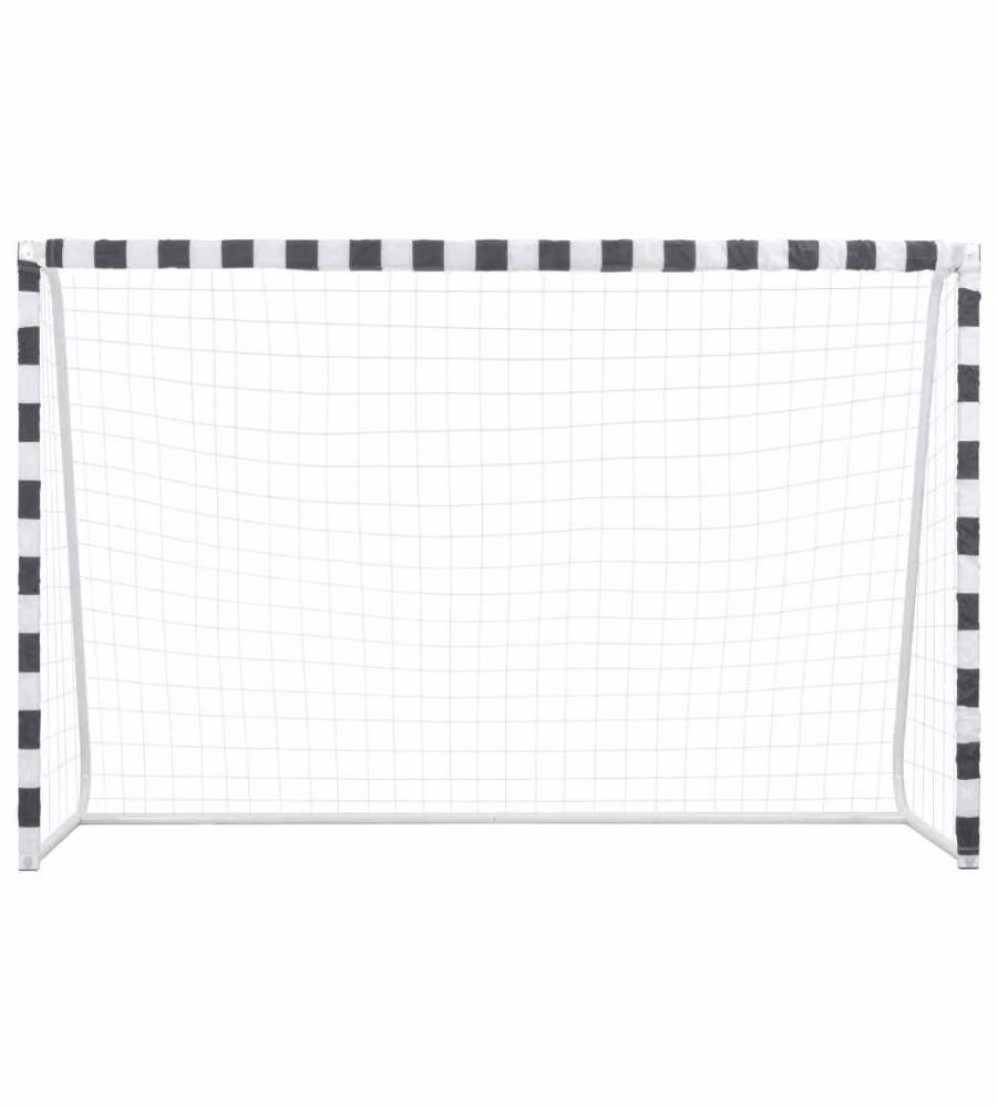 Porta da Calcio 300x200x90 cm in Metallo Bianco e Nero