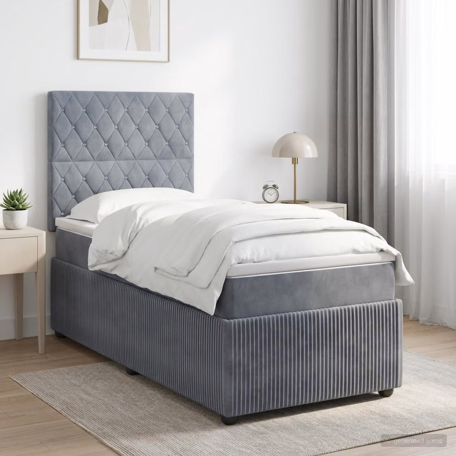 Maison Exclusive - Letto boxspring con materasso grigio scuro 90 x 190 cm velluto