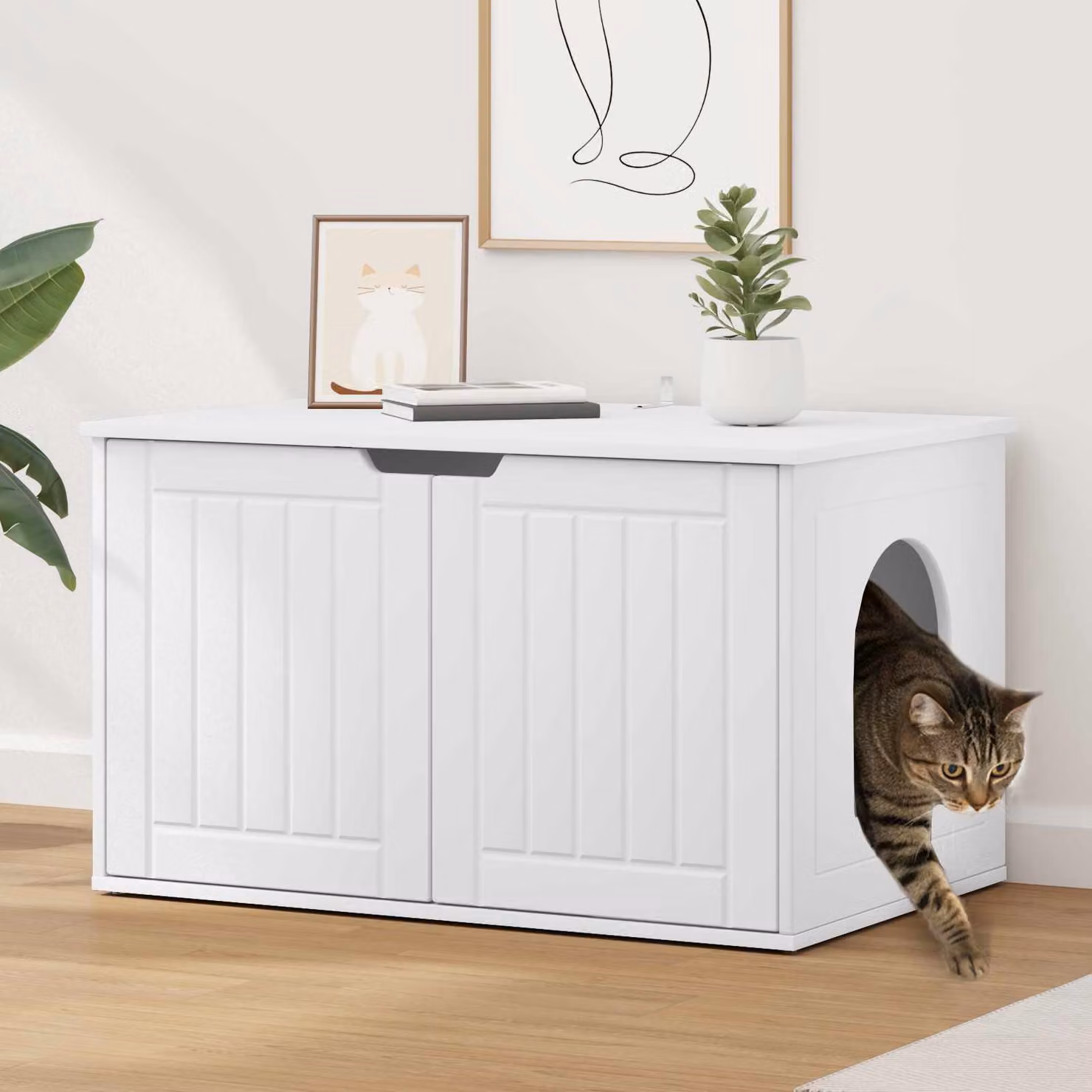Casa per gatti vidaXL in legno ingegnerizzato bianco L 85 cm, P 55 cm, H 50,5 cm