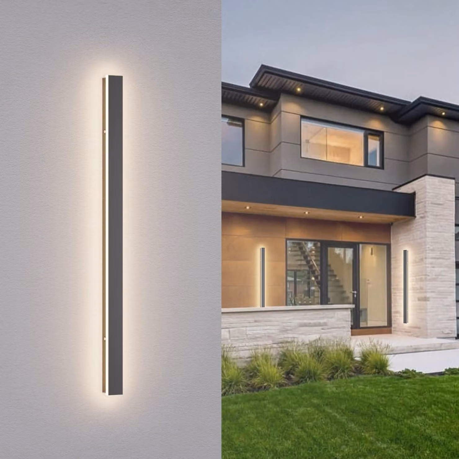Lampada a parete a LED, 30 W, 4000 K, grado di protezione IP65, 100 cm, colore grigio scuro