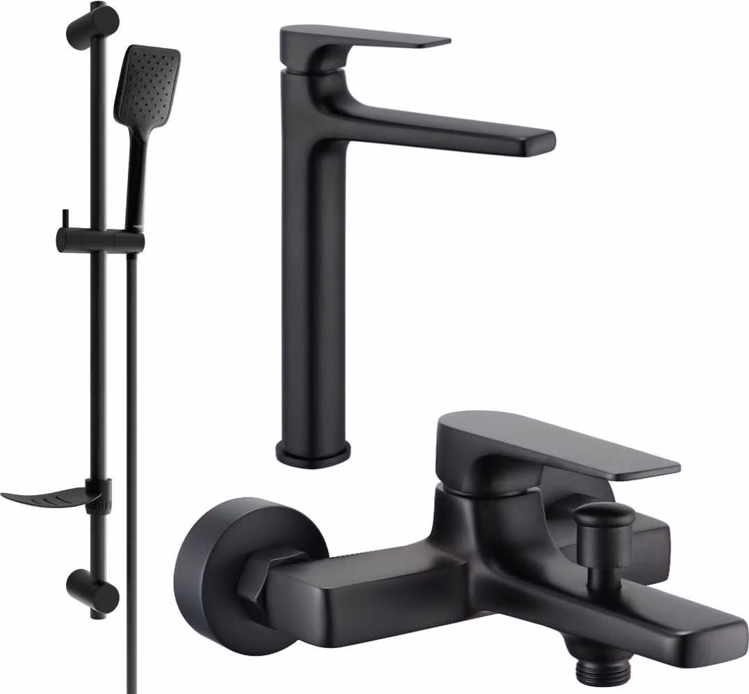 Mexen Lynx DF62 set vasca da bagno, nero - 745913DF62-70