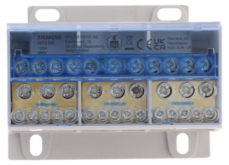 Siemens 5ST2502, blocco di distribuzione, 49 mm, 339 g, 285 mm, 150 mm, 220 mm, 690 V