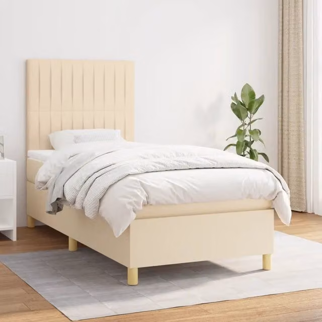 Giroletto a Molle con Materasso Crema 80x200 cm inTessuto 3142454