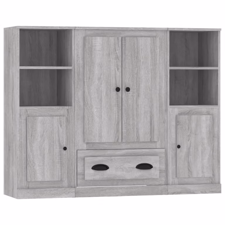 Credenze 3 pz Grigio Sonoma in Legno Multistrato