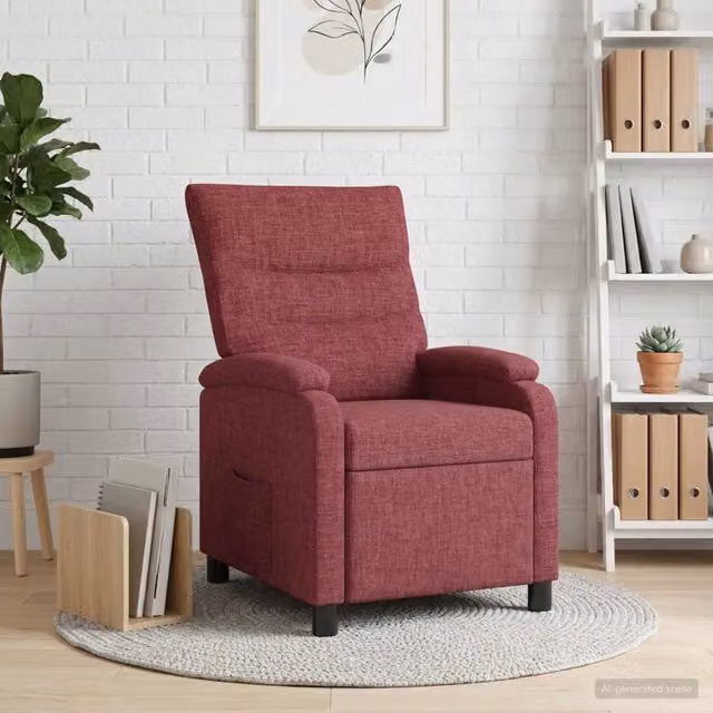 Divano Sedia-Poltrona reclinabile in tessuto Rosso Vino 295366